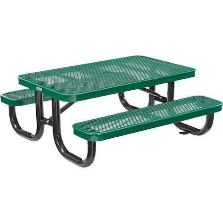 Global Industrial Rectangle Kids Picnic Table, Green, Expanded Metal, 4 ft L 695485KGN